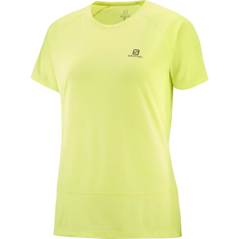 Camiseta Salomon Cross Run Curta Sleeve Feminino Limão | PT I13820